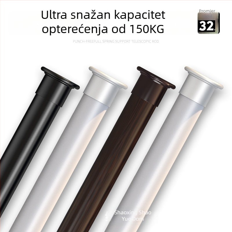 Teleskopska šipka za vješanje odjeće – bez bušenja, za kupaonicu i zavjese, moderni minimalistički dizajn, visokougljični čelik