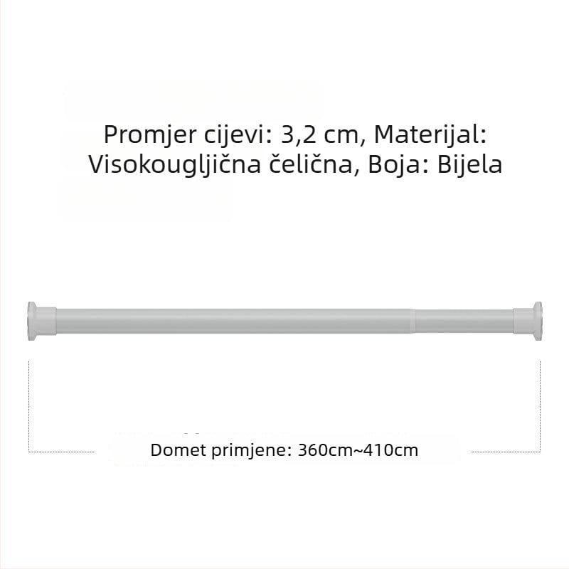 Teleskopska šipka za vješanje odjeće – bez bušenja, za kupaonicu i zavjese, moderni minimalistički dizajn, visokougljični čelik