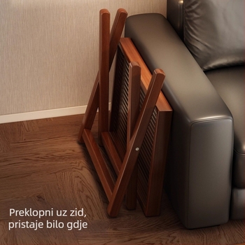 Sklopivi bambus bočni stol s akrilnim vrhom – moderni minimalistički stil, bambus okvir, MDF ploča, kompatibilan s notebookom