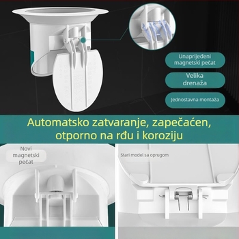 Plastični uređaj za dezodorizaciju toaleta, blokira mirise, bez spremnika vode, bez vodne barijere, bez šahta, metoda obrade 1