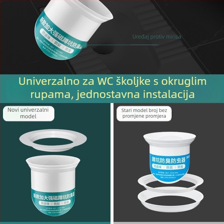 Plastična zaprljiva zapovij mirisa za klozet u klektoj – plastika, prednja vodna barijera, bez sifona