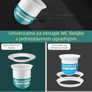 Deodorirajući odvodni zatvarač za kockatu toaletu – plastika, prednja vodena barijera, bez trapova, deodorator, OEM logo