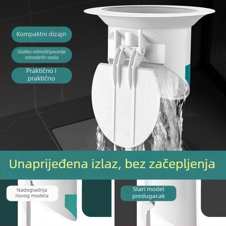 Deodorirajući odvodni zatvarač za kockatu toaletu – plastika, prednja vodena barijera, bez trapova, deodorator, OEM logo