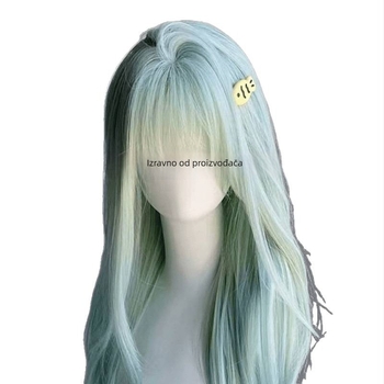 Duga ravna perika za žene, vlak otporan na toplinu, strojno tkanje, model 1