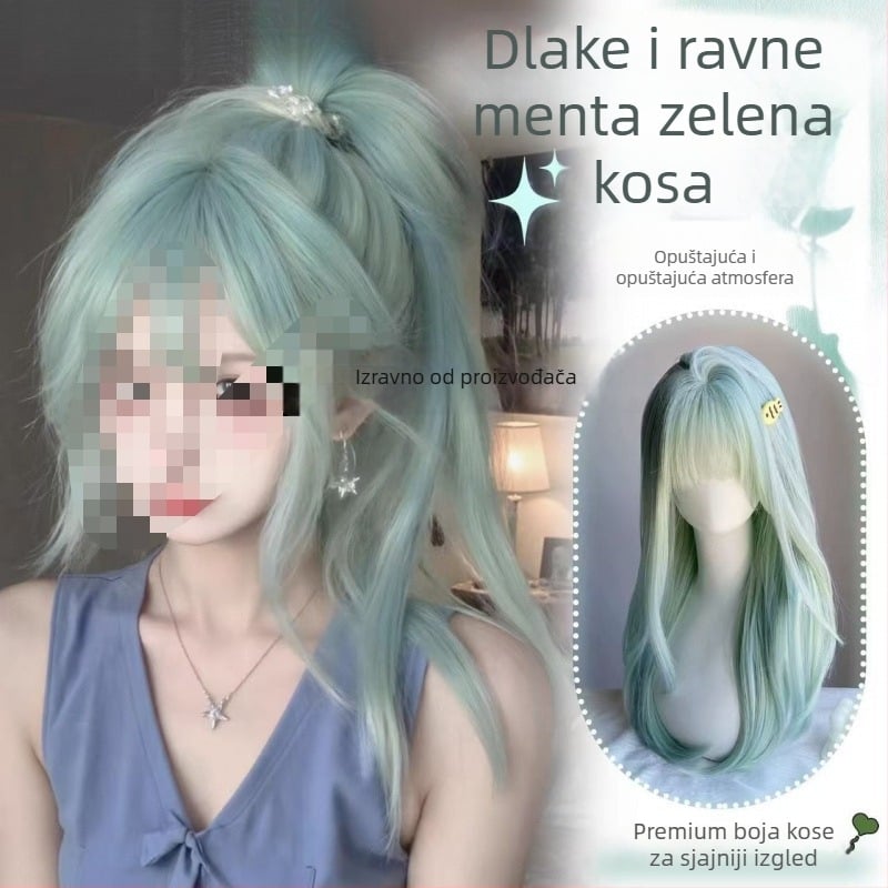 Duga ravna perika za žene, vlak otporan na toplinu, strojno tkanje, model 1