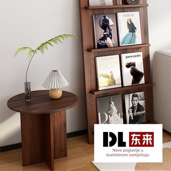 Okrugli bočni stol s mramornim vrhom i drvenim okvirom, kineskog stila za dnevnu sobu