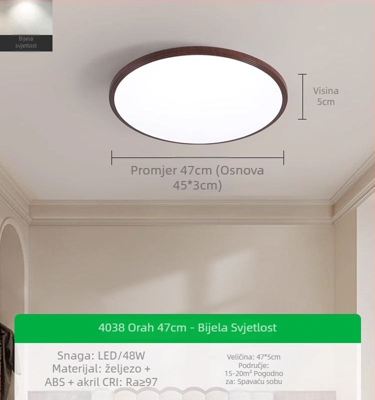 Stropna svjetiljka, moderni minimalistički stil, LED, 220V, pokriće 15–30 m²