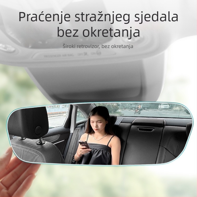 Unutarnji retrovizor automobila s zakrivljenom površinom, HD staklo s anti-refleksijom, ultra uski okvir, podesivi kutovi