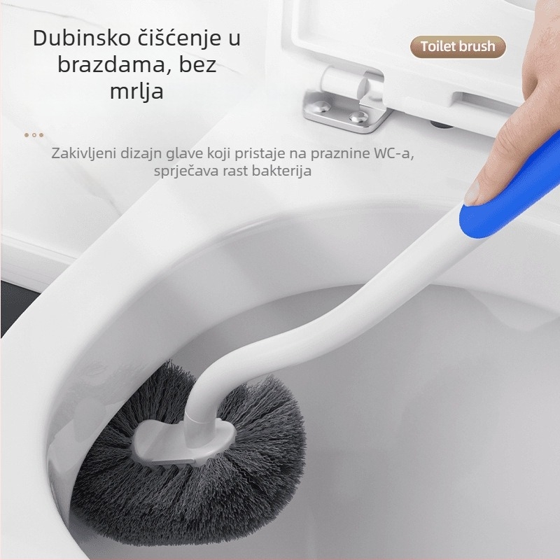 Toaletna četka s mekanim vlaknima, zidna montaža, duga drška, s bazom (plastika, 80 g)