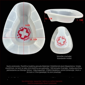 Bolnički plastični posteljni lonac – marka Yuhengjian, plast, moderan minimalistički stil, 100 komada u kutiji