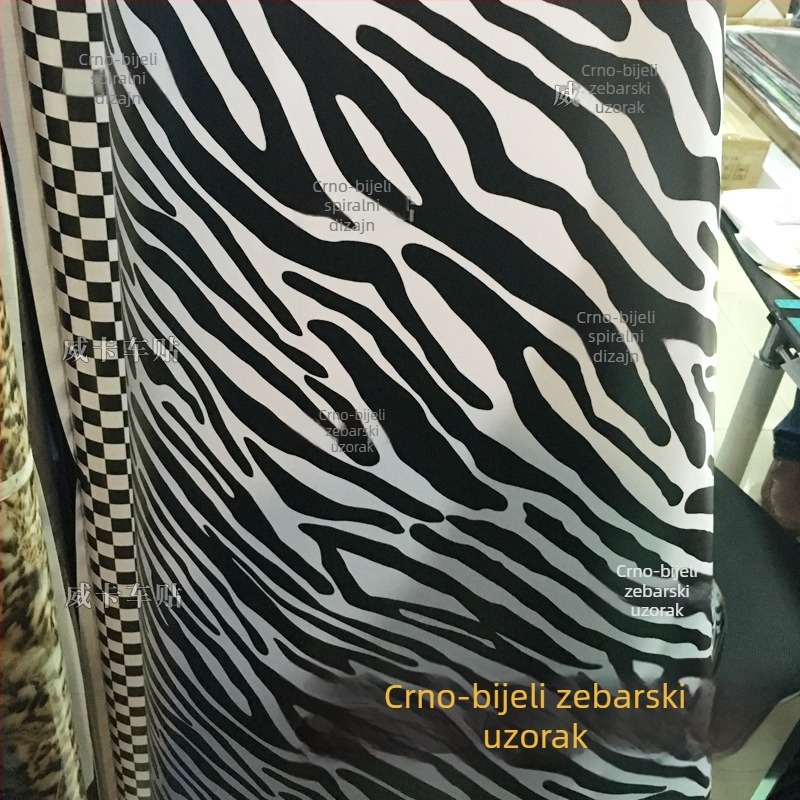 Automobilski kamuflažni film za oblaganje, crno-bijeli zebraski uzorak, lijepljena instalacija, materijal: Drugo, tip: Drugo