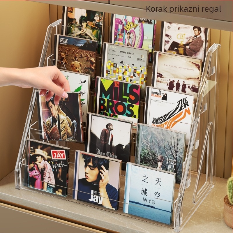 CD izložbeni stalak sa stupčastim policama, materijal PET+PS, moderni minimalistički stil, brend Evesigar/isi home, model 2300026402766717697, multifunkcionalan