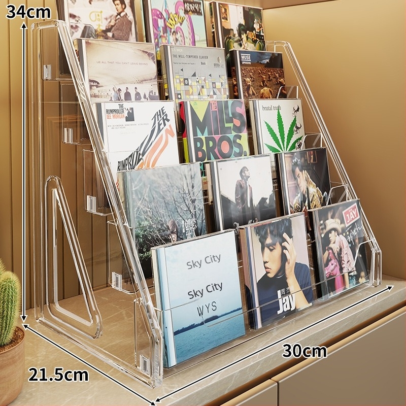 CD izložbeni stalak sa stupčastim policama, materijal PET+PS, moderni minimalistički stil, brend Evesigar/isi home, model 2300026402766717697, multifunkcionalan