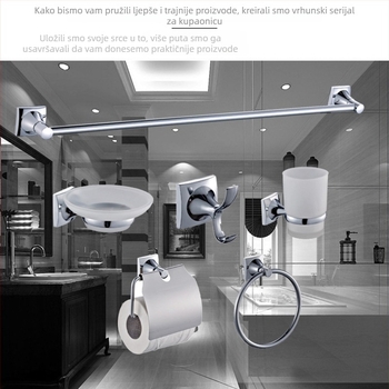 Držač za ručnike u kupaonici - kromirana površina, cinkova legura + nehrđajući čelik, moderan jednostavan stil, set od šest komada i više