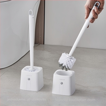 Set četke za WC s dugim držalom, zidni nosač, mekane dlačice, od plastike, za klozete u čučnju
