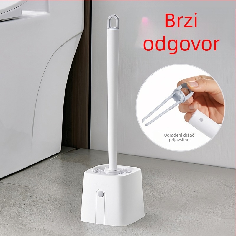 Set četke za WC s dugim držalom, zidni nosač, mekane dlačice, od plastike, za klozete u čučnju