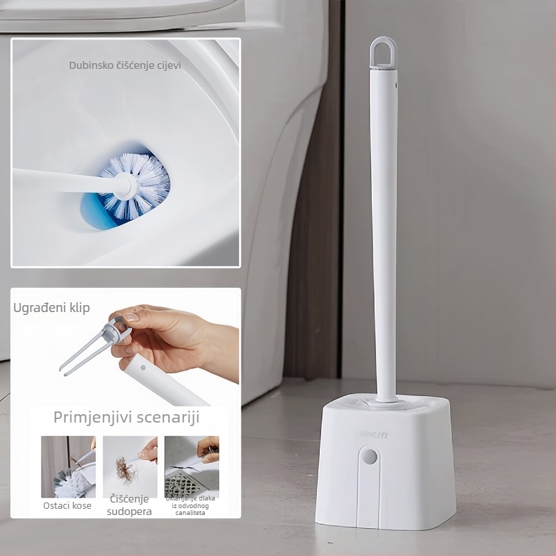 Set četke za WC s dugim držalom, zidni nosač, mekane dlačice, od plastike, za klozete u čučnju
