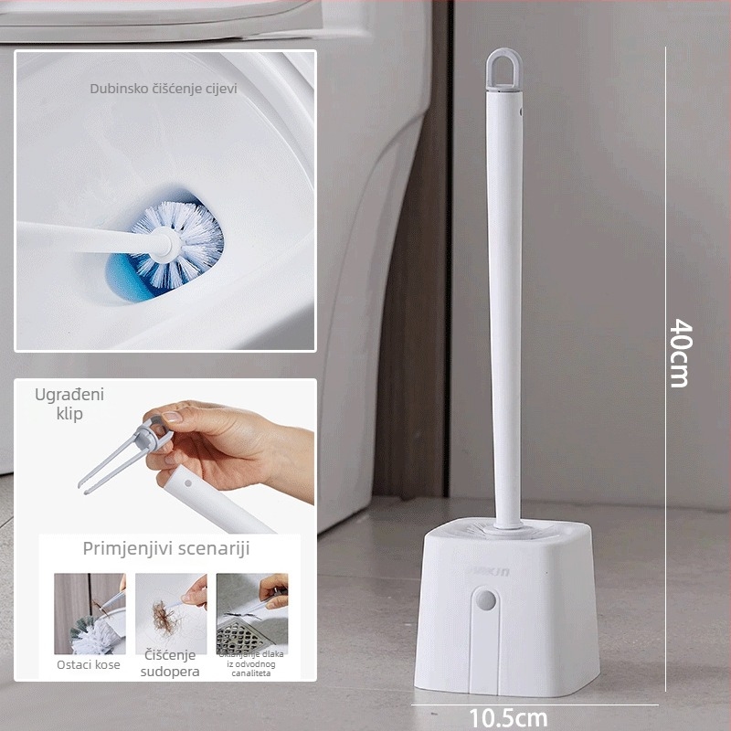 Set četke za WC s dugim držalom, zidni nosač, mekane dlačice, od plastike, za klozete u čučnju