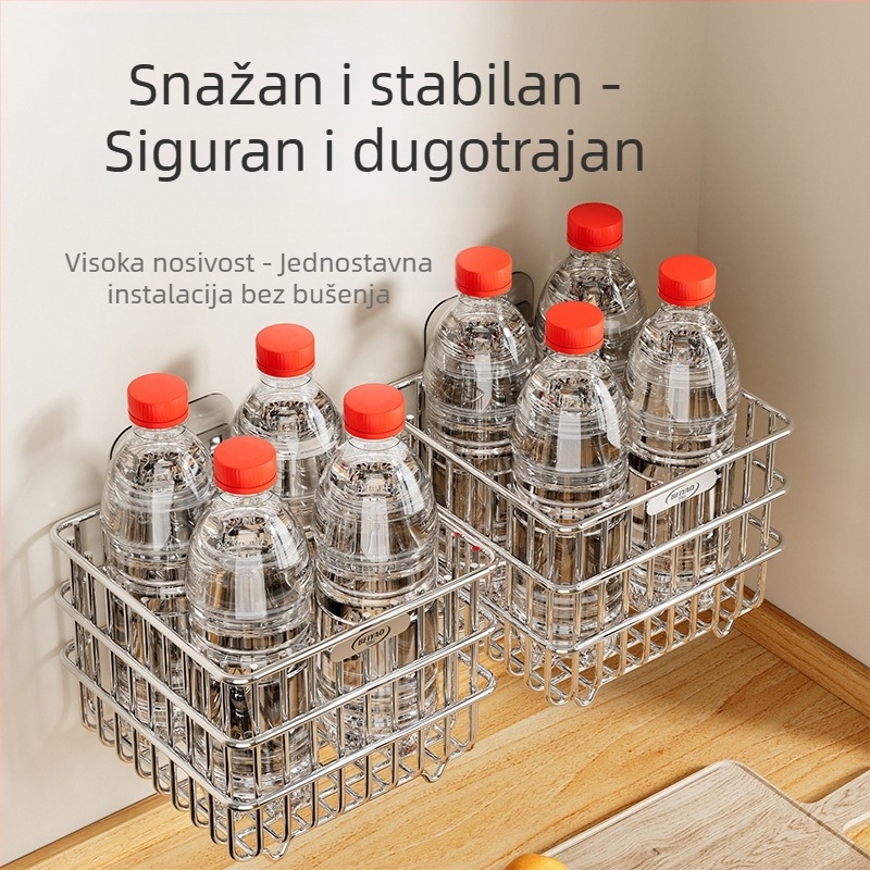 Kuhinjska posuda od nehrđajućeg čelika, zidna montaža, s odvodom, za povrće i voće, višenamjenski organizator