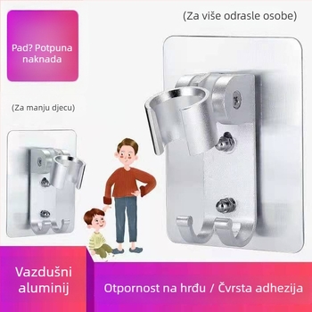Držač za tuš glavu od svemirskog aluminija, bez bušenja, podesiv kut, pričvršćivanje na zid usisnim držačem