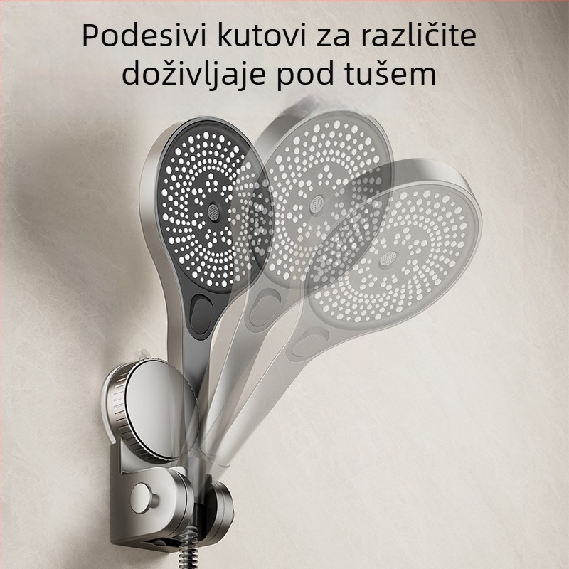 Držač za tuš sa usisnom čašom — zidni, bez bušenja, ABS materijal, pomična kupaonska polica