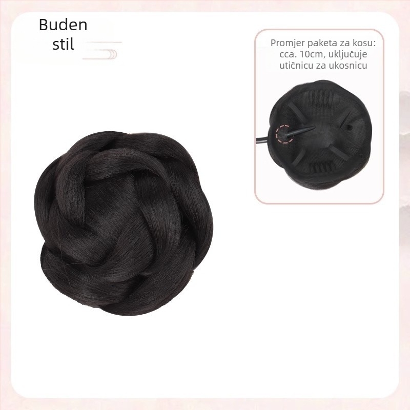 Ženska perika s Meatball bun, straga updo, s torbicom za kosu i ukosnicom, žica otporna na toplinu, nije za bojanje, model: Meatball Head, inspirirano drevnim kineskim stilom