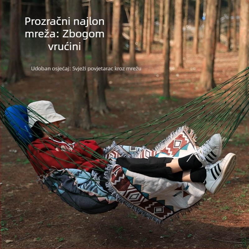 Hike Mount Vanjski hamak — 10-slojna debela najlonska užad, mrežasta površina, prijenosno ljuljačko kreslo, nosivost 100 kg
