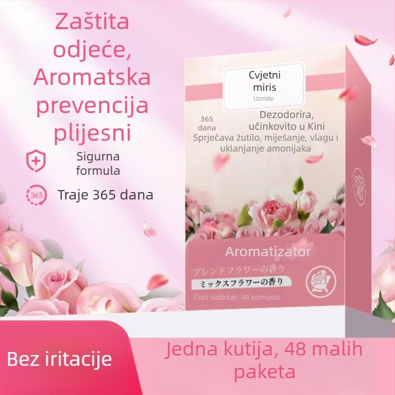 Vrećice za dehumidifikaciju ormara s mirisom ruže i kamfora, 200 kom., kuglice za apsorpciju vlage