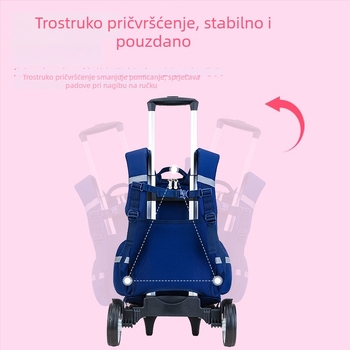 3D crtani dječji školski ruksak na kotačima, Oxford tkanina, velika zapremina, jednosmjerni kotači, olakšanje tereta, noćna reflektivnost