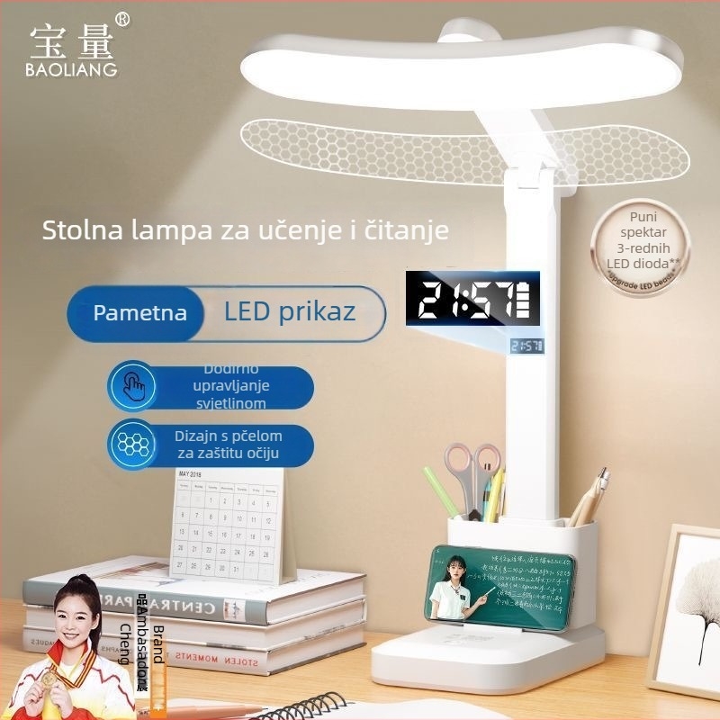 LED stolna lampa s punim spektrom, zakrivljena, zaštita očiju, sklopna, s ugrađenom litijskom baterijom