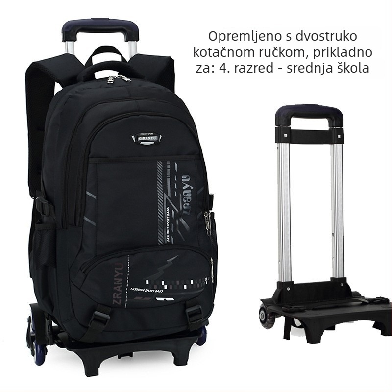 Oxford materijala školska torba, s šestokolesnom vučnom mehanizmom, geometrijski uzorak, poliester podstava