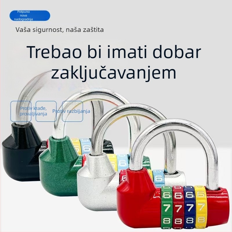 U-oblikovana kombinacijska brava, serija 206 od nehrđajućeg čelika, 250 g, za bicikle i ormare