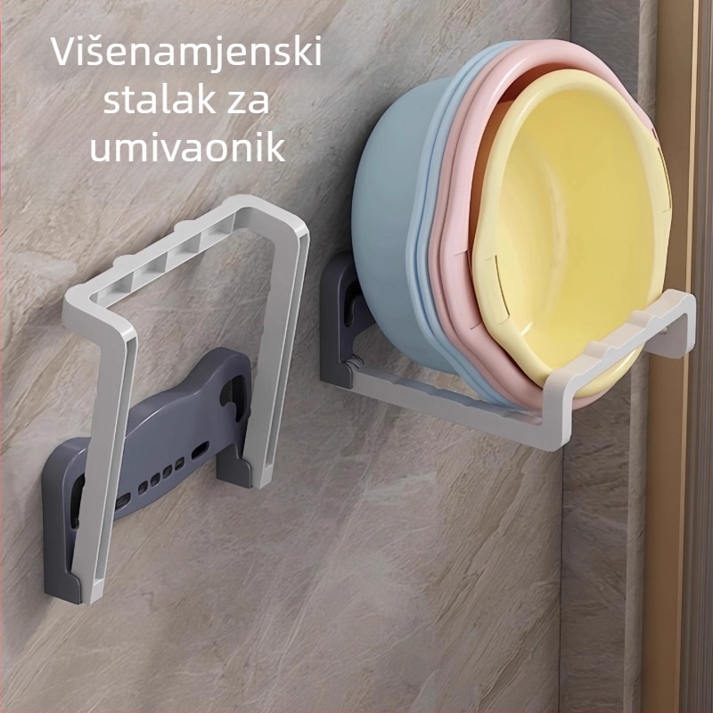 Sklopivi zidni stalak za umivaonik s odvodom, bez bušenja (plastika)