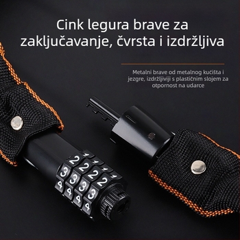 Lančani katanc za bicikl s 4-znamenkim kodom, prijenosni, od legiranog čelika, težina 450 g