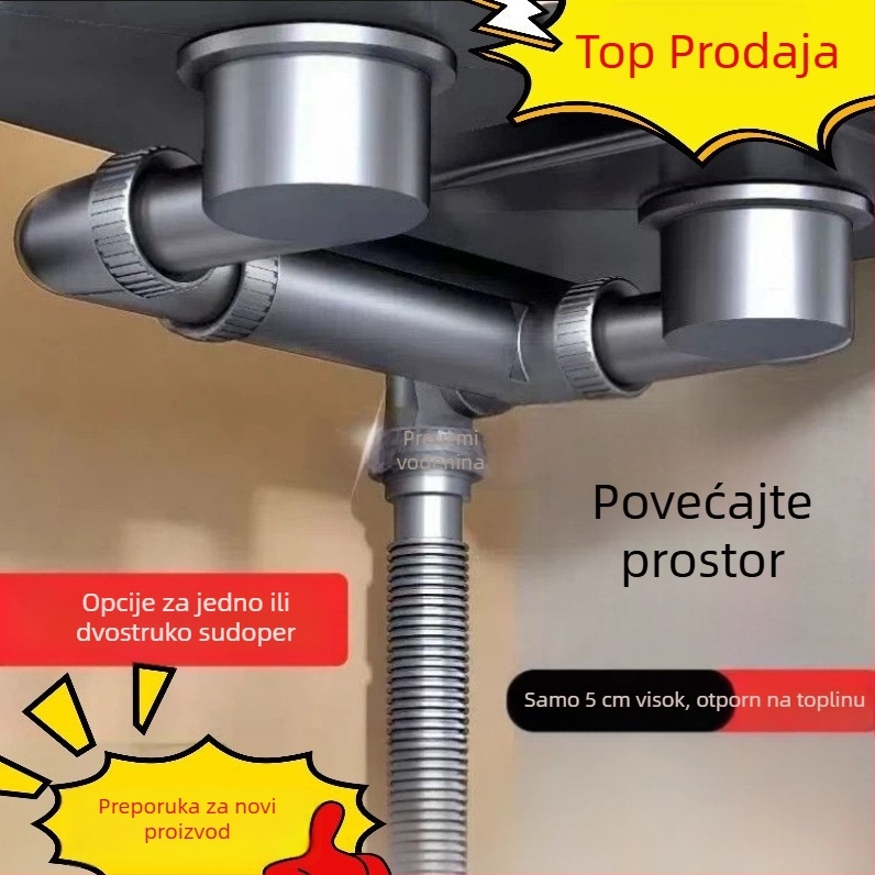 Kuhinjski odvodni cijevi pribor — uštedite prostor, univerzalni komplet za jednostruki i dvostruki sudoper; Stil: Moderna jednostavnost; Materijal: Drugi; Marka: Druga; Certifikacija: Nijedna