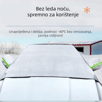 Pokrov za prednje staklo automobila za snijeg, anti-mraza, aluminijska folija, universalna prilagodba, montaža remenom