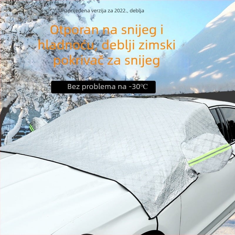 Pokrov za prednje staklo automobila za snijeg, anti-mraza, aluminijska folija, universalna prilagodba, montaža remenom