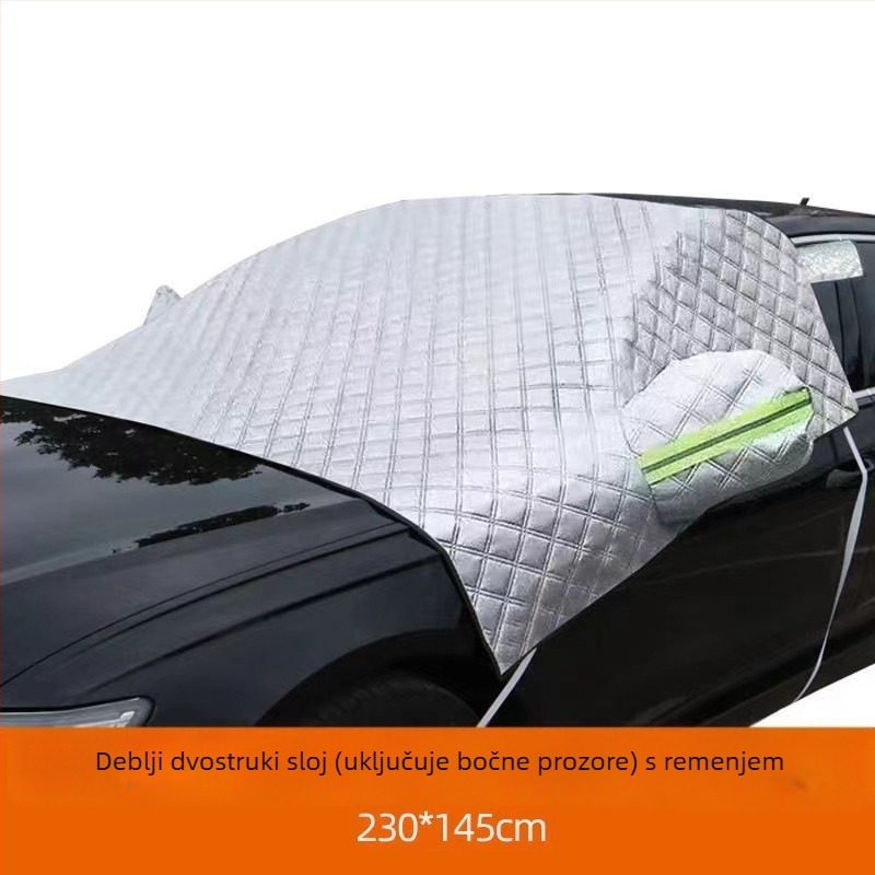 Pokrov za prednje staklo automobila za snijeg, anti-mraza, aluminijska folija, universalna prilagodba, montaža remenom