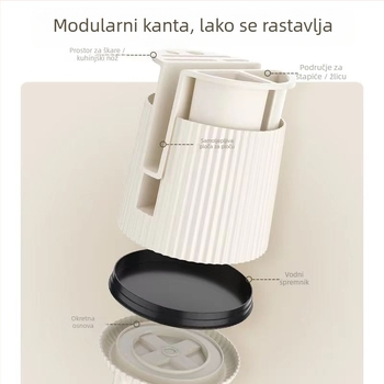 Rotirajući držač noževa i kuhinjski organizator — višenamjenski stolni organizator (Materijal: plastika; Podrijetlo: Zhejiang; Izdano: 2023)