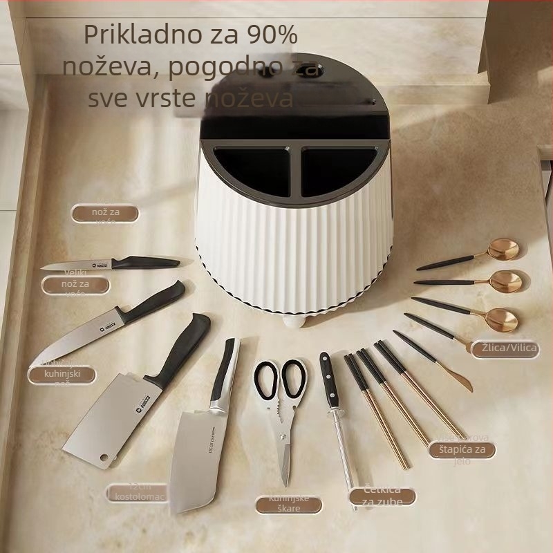 Rotirajući držač noževa i kuhinjski organizator — višenamjenski stolni organizator (Materijal: plastika; Podrijetlo: Zhejiang; Izdano: 2023)