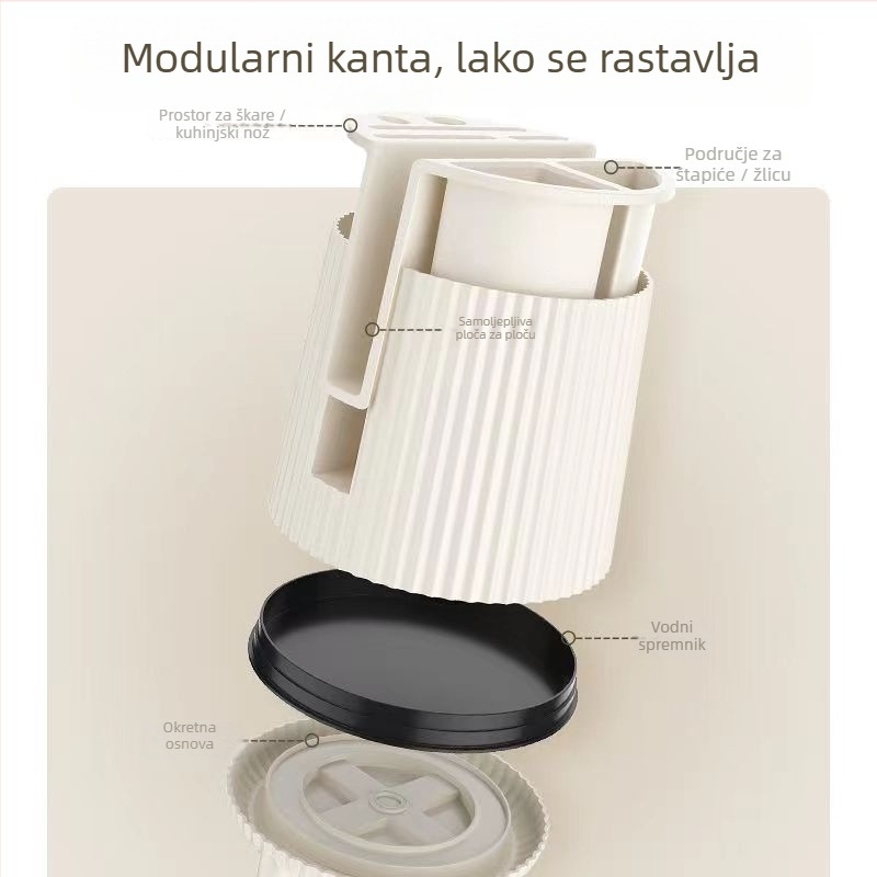 Rotirajući držač noževa i kuhinjski organizator — višenamjenski stolni organizator (Materijal: plastika; Podrijetlo: Zhejiang; Izdano: 2023)