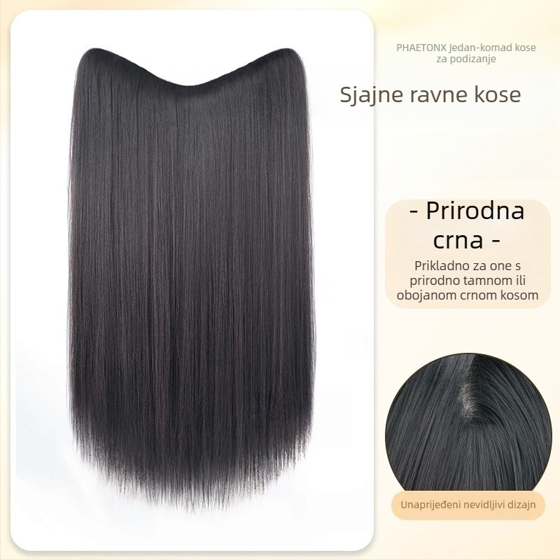 Jednodijelne V-oblik klip-in ekstenzije za dugačke ravne kosu, pahuljast volumen, nevidljiva rub, model B1125, termički otporna vlakna