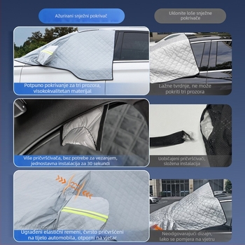 Pokrov za snijeg za prednje staklo automobila - PE materijal, ugrađena instalacija, univerzalna prilagodba, zimsko pokrivalo