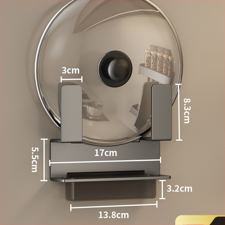 Zidni kuhinjski držač za poklopce i daske za rezanje, bez bušenja, od ugljičnog čelika, Višenamjenski, za ugradnju na zid