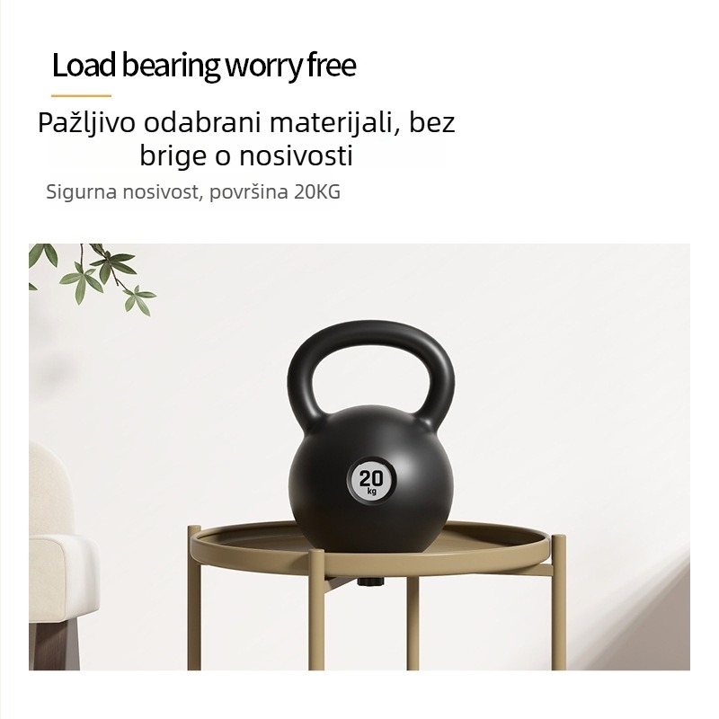 Bočni stol za sofu, kružni vrh od umjetničkog željeza, metalna konstrukcija, skladišni prostor, sklopiv