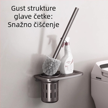 Držač četke za WC, zidni, bez bušenja, nehrđajući čelik, 1 kom