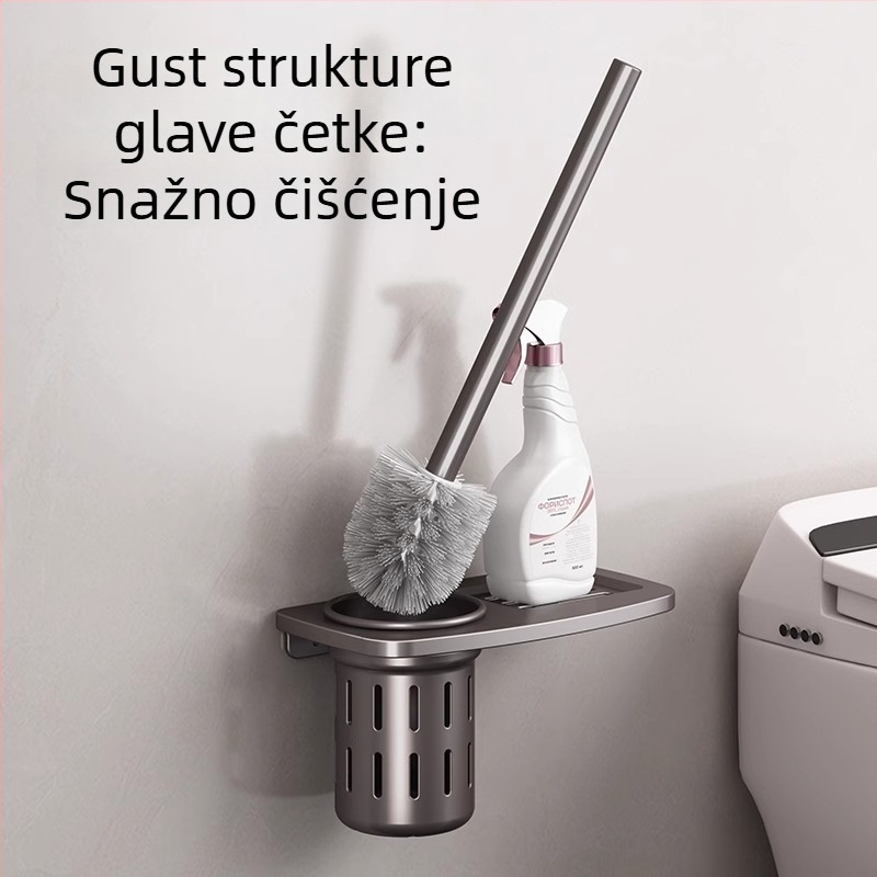 Držač četke za WC, zidni, bez bušenja, nehrđajući čelik, 1 kom
