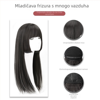 Perika za cosplay, prirodan i realističan izgled, potpuna perika s šiškama, princess-cut stil, vlakna otporna na toplinu