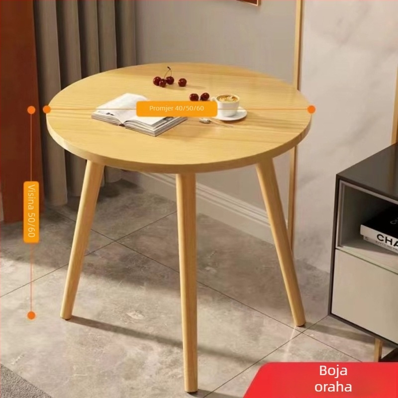 Okuglični stol za kavu za dom, model 020, lagani luksuzni stil, sklopivi, drveni okvir, ploča od guste ploče