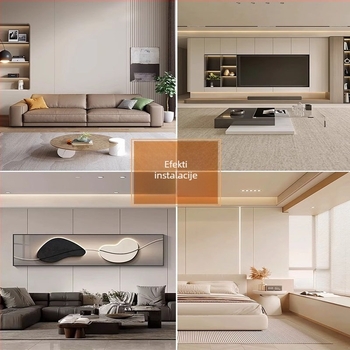 Zidni panel od furnira od bambusovih vlakana i bambusovog ugljena, integrirani panel za unutarnju dekoraciju, samostalna montaža, debljina 5-8 mm, moderan minimalistički stil